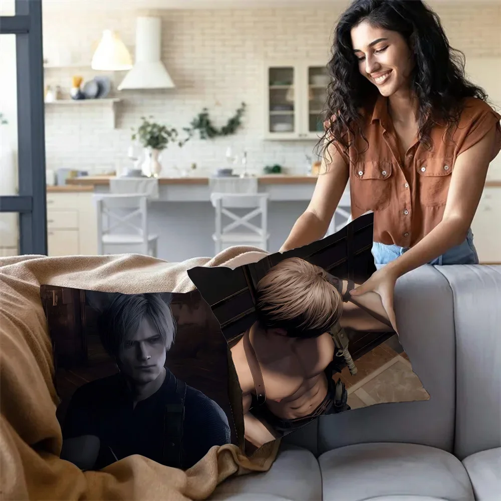 Pillow Covers Cartoon Leon Kennedy Sofa Decorative Home Double-sided Printing Short Plush Cute Cushion Cover