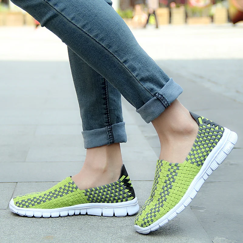 STRONGSHEN Men Shoes Summer Breathable Women Handmade Woven Shoes Couple Casual Flats Shallow Loafers Unisex Zapatos De Mujer