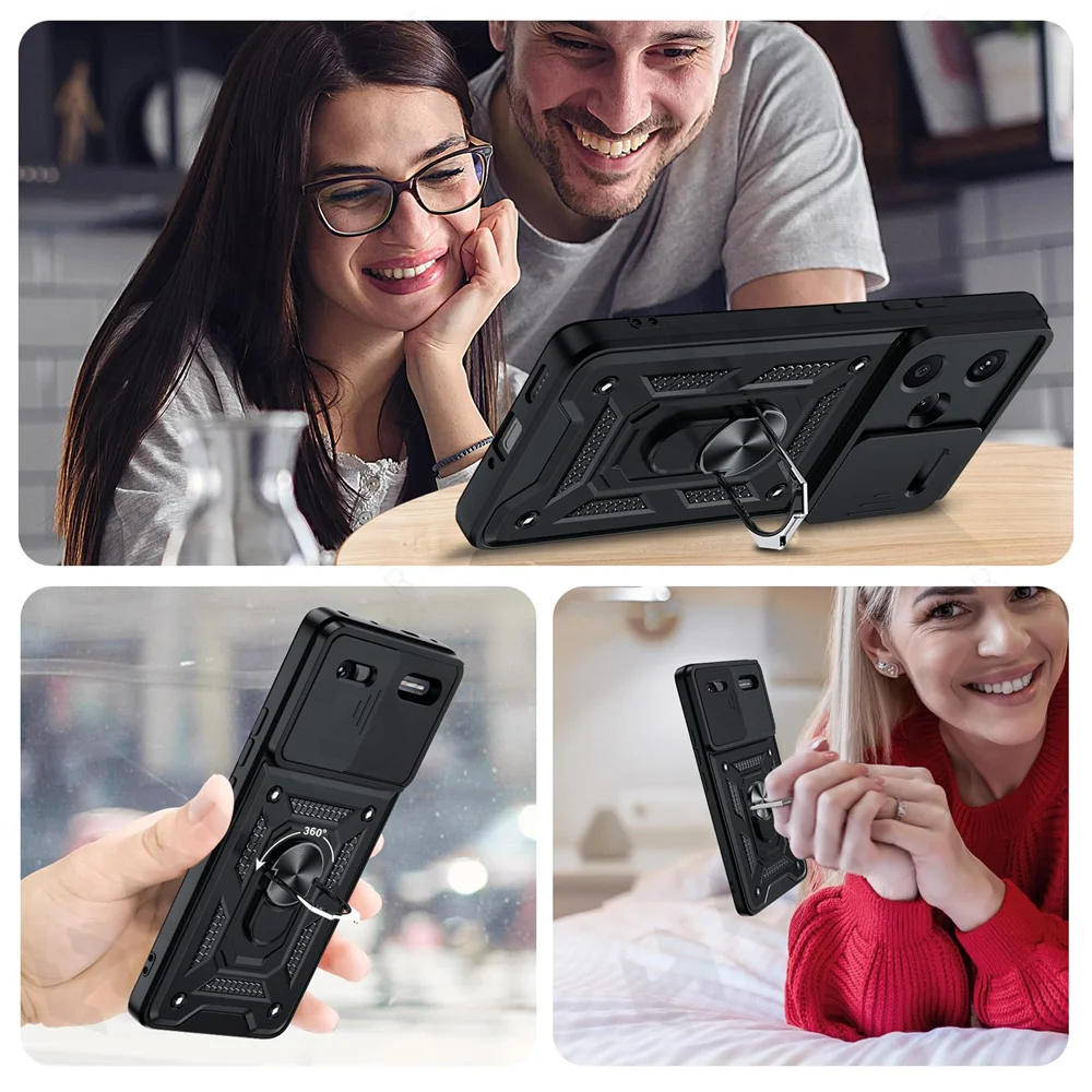 Premium Slide Camera Protector Armor Case with 360-Degree Ring for Ultimate Phone Protection