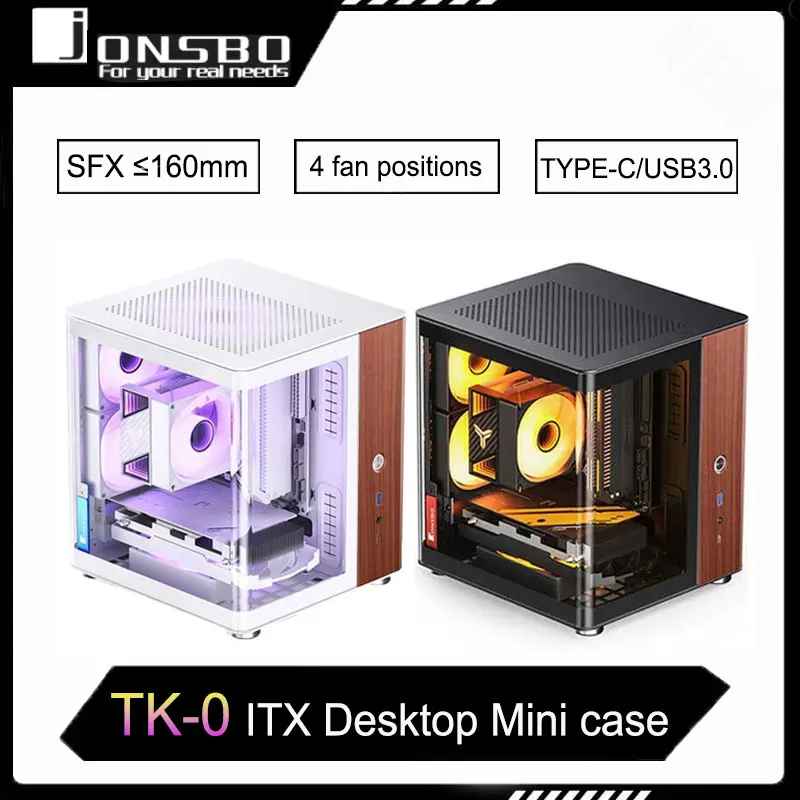 JONSBO TK-0 Small Case Black/White Mini Hyperbolic Sea View Room ITX Aluminum Alloy Shell Walnut Board Type-C Case