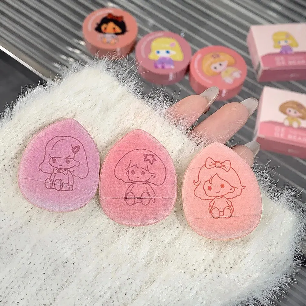 Cushion Blush Blendable Shade with Powder Puff Whitening without Sticking Long Lasting Gege Bear Makeup Blusher 4