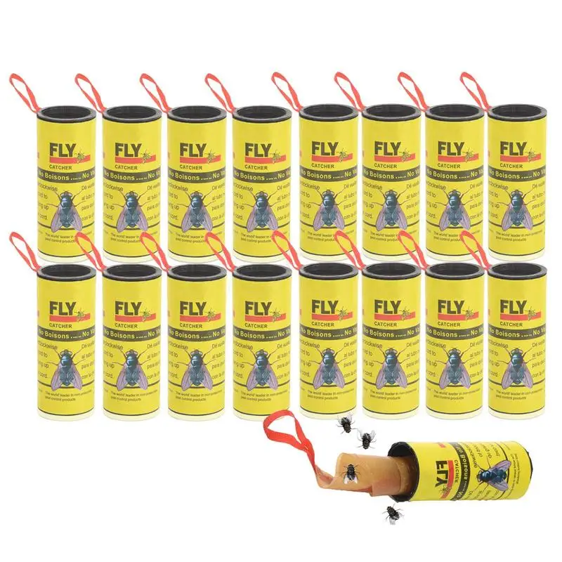 16Pcs Fly Sticky Paper Strip Colla Forte Flying Insect Bug Mosqu-Itos Catcher Roll Tape Xqmg Trappole Prodotti Per Il Controllo Dei Parassiti