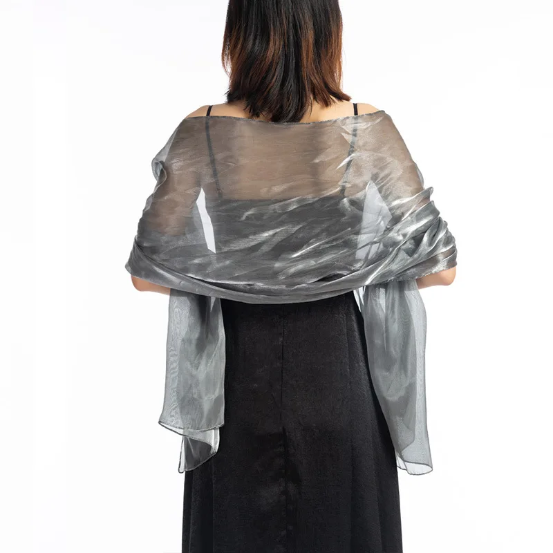 Elegant Wedding Shawls And Wraps 170*70 Dark Grey Party Evening Dress Wedding Wrap Bolero Cape Shawl Pure Color Long Scarf