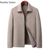 Brand Luxury 100% Wool Jacket For Men Autumn Winter Lapel Zipper Hand-Sewn Double-Sided Woolen Jackets Korean Man Clothing 5