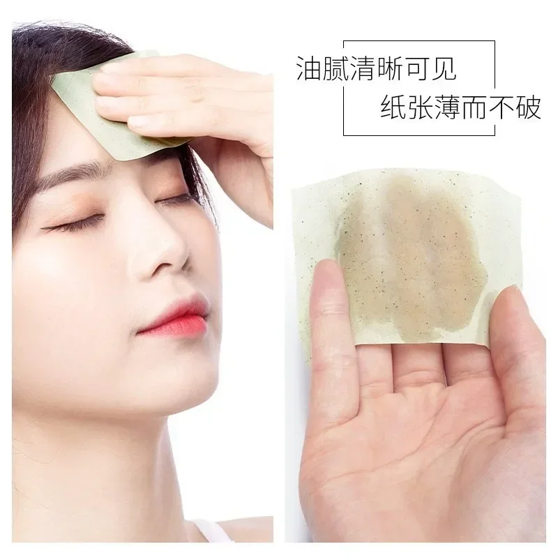 100 Pcs Portable Facial Absorbent Paper Oil Control Wipes Green Tea Sheet Oily Face Blotting Matting Tissue Makeup Facial Clean facial oil blotting paper