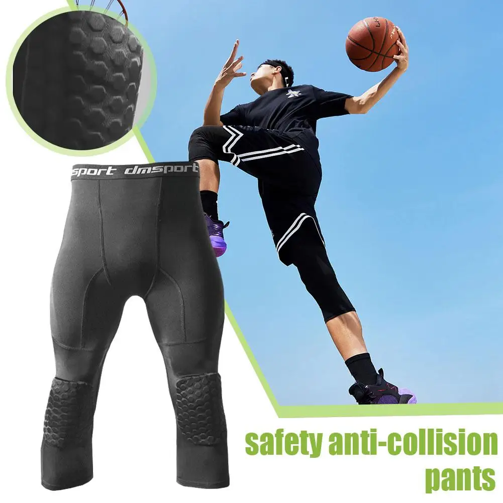 

Basketball Sports Tights Honeycomb Design Knees Protection Comfortable Exercise Training Compression Quick-drying Trousers S9Y6