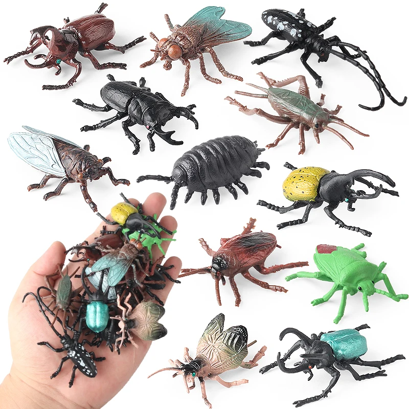 Insect Animals Model Set Butterfly Dragonfly Bee Beetle Spider Scorpion Mantis Cicada Lizard Garden Miniature Kid Toy Gift