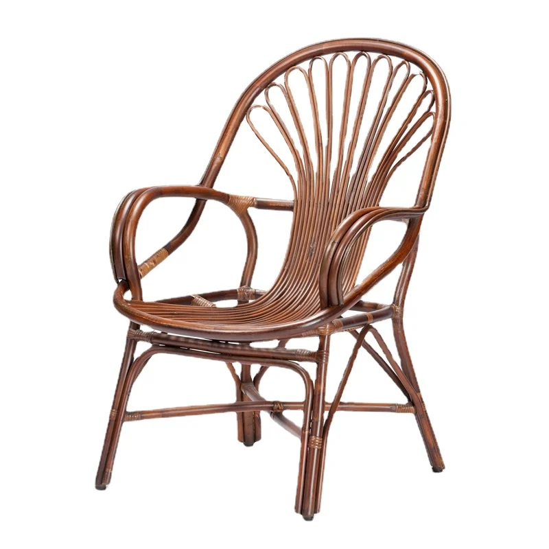 

ZL Real Rattan Chair Home Balcony Woven Chair Rattan Backrest