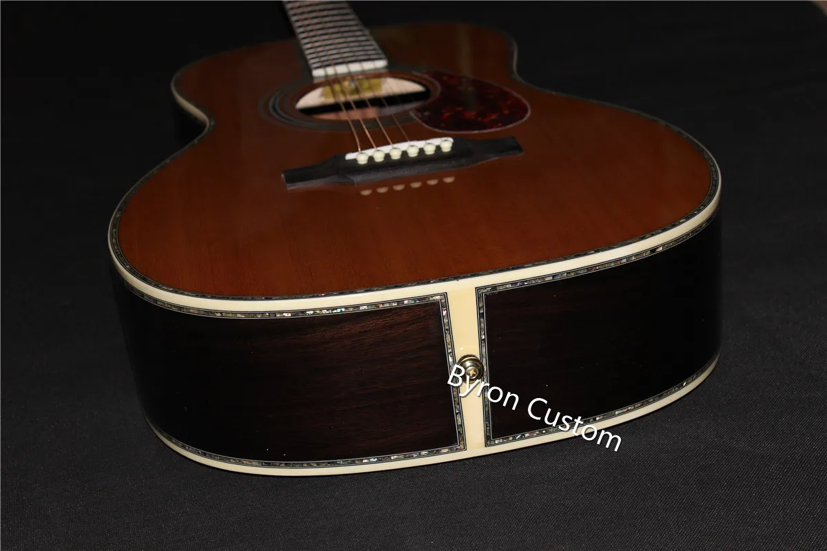 Acoustic Guitar professional OOO 12 fret solid cedar one piece head slot open headstock OOO45 folk can ship from US UK