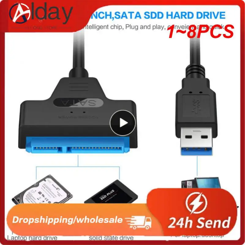 

1~8PCS 3.0 2.0 SATA 3 Cable Sata To USB 3.0 Adapter Up To 6 Gbps Support 2.5 Inch External HDD SSD Hard Drive 22 Pin Sata III