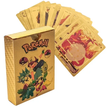 55PCS Pokemon Cards Vmax GX Gold Foil Flash Box Party Interactive Game English Spanish Colorful Game Battle Collection Card Gift 2