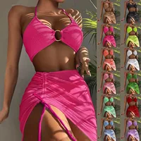 Women'S Summer Beach Swimwear Bikini Cover Up Four Piece Sexy Mesh Cover Up Three Pointed Bikini Swimsuit Fashion Beachwear - Image 2