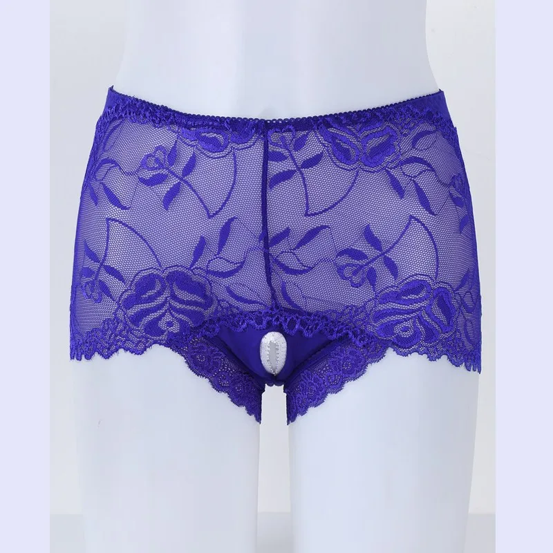Mens panties sexy Open crotch lace gay cuecas tanga Stretch underwear Gay briefs thong Sissy exotic crotchless panties