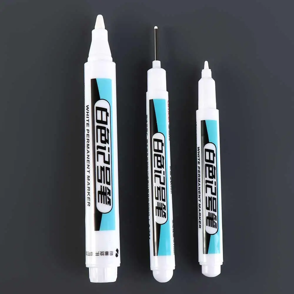 0.7mm/1.0mm/2.5mm 흰색 영구 페인트 펜 방수성 퇴색하기 쉽지 않은 흰색 마커 펜 널리 사용되는 유성 마커 펜