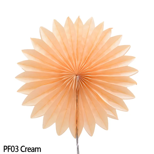 5pcs 10-30cm Color Tissue Paper Cut-Out Paper Fans Pinwheels Hanging Flower Paper Crafts for Wedding Party Birthday Decor Suppli PF03-Cream