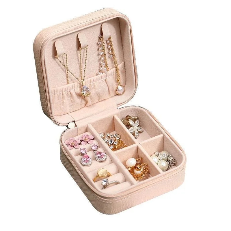 Portagioie Da Donna Portatile In Pelle PU – Bianco, Custodia Da Viaggio Per Anelli E Orecchini - 3