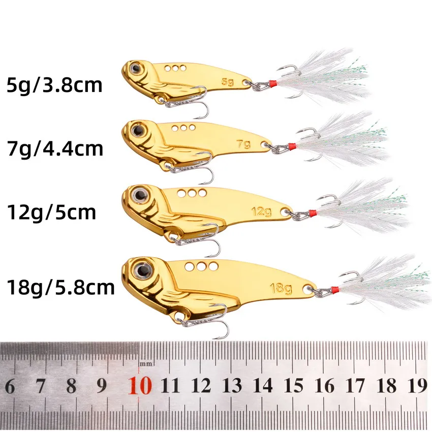 Metal VIB Fishing Lure 5g 7g 12g 18g Fishing Tackle Feather Hook Crank –  Aorace Fishing