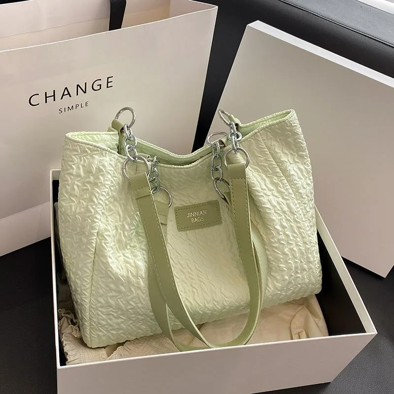 

XSJPZH Large Capacity Bag Female 2023 New Fashion Trend Shoulder Bag College Students Commuting Tote Bag Tideway Pu Texture