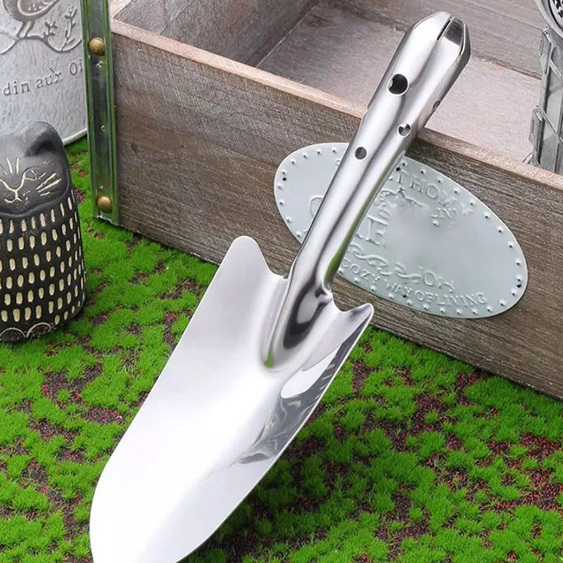 Trädgårdsspade i rostfritt stål för plantering och jordluftning_voghion.com