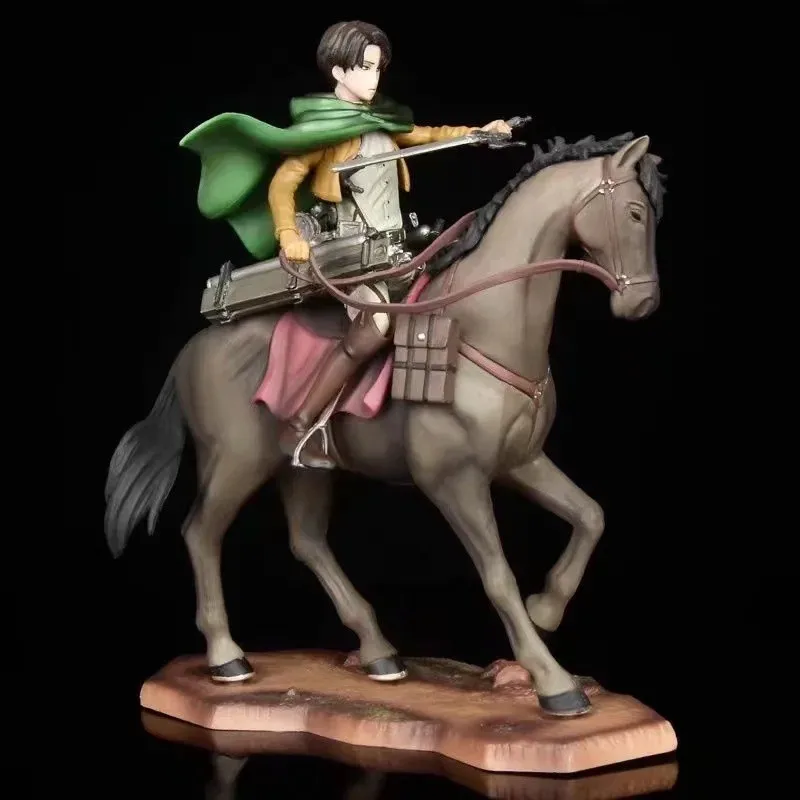 

Anime Attack On Titan Levi Riding Horse PVC Action Figure Collectible Model Doll Toy 19cm