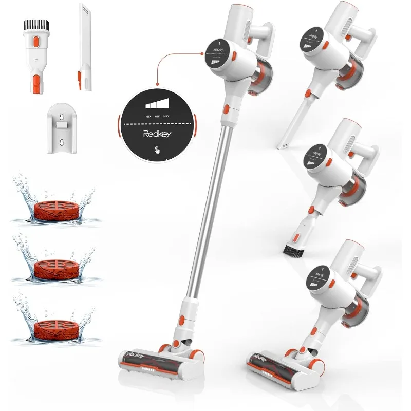 

Cordless Vacuum Cleaner LED Touch Display 250W Stick Vacuum 25Kpa Powerful Suction, 6 in 1 Lightweight Vacuum