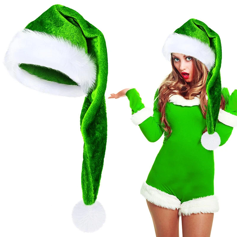 Christmas Beanie Hat 1PC Black Red Plush Santa Novelty Hat Kids Christmas Decorations For New Year Home Santa Claus Gift Party Supplies