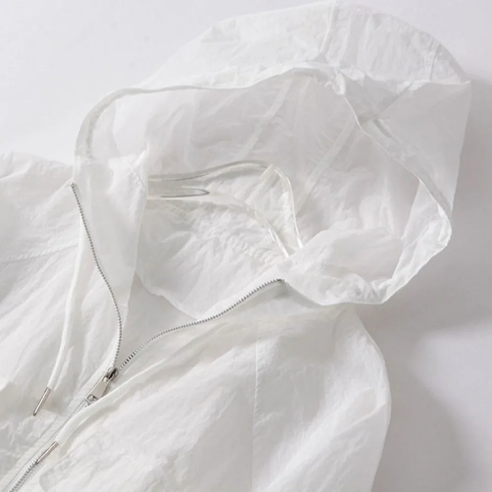 Einfarbige dünne Sonnenschutzkleidung, Anti-UV-Sonnenschutz, Freizeit, mit Kapuze, wasserdicht, lockere Windjacke für den Sommer – Detail 9