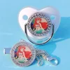 [Anime Princess Print Feeding Pacifier] 2024 Disney Diamond shaped baby pacifier with chain cover baby cord bpa Bling fake 0-18M 2