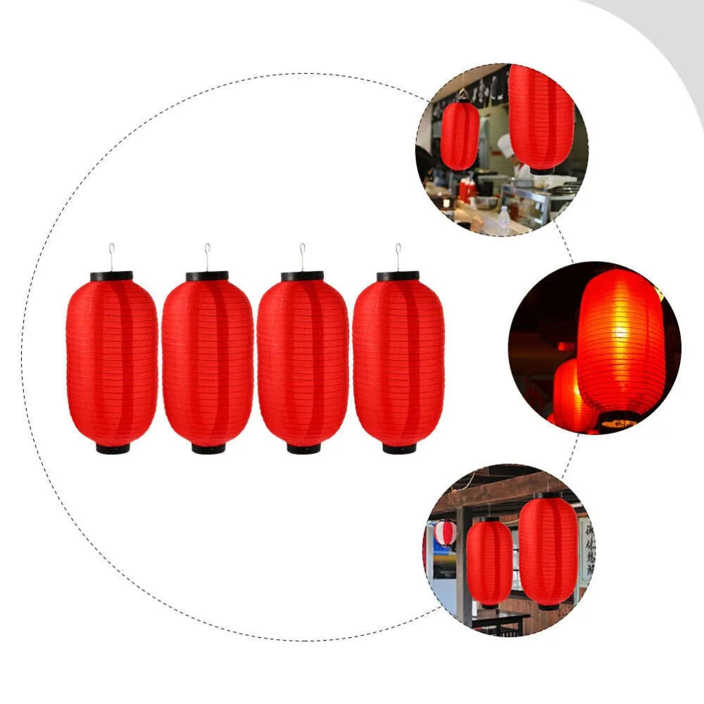 Description Picture 3 of itemSilk Fabric Material Winter Melon Lantern New Metal Bracket Foldable Chinese Hanging Lanterns Red Oval Festival Lantern Tavern