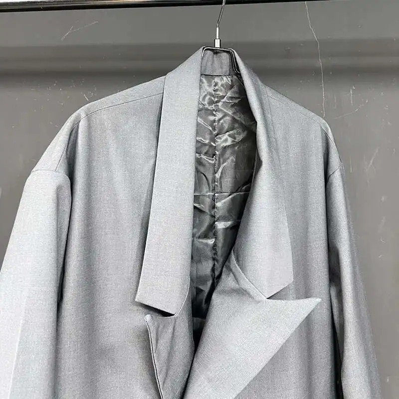 PFHQ Design Asymmetrical Collar Long Windbreaker Loose Casual Autumn Winter Oversized Shoulder Male Tops 21Z5752