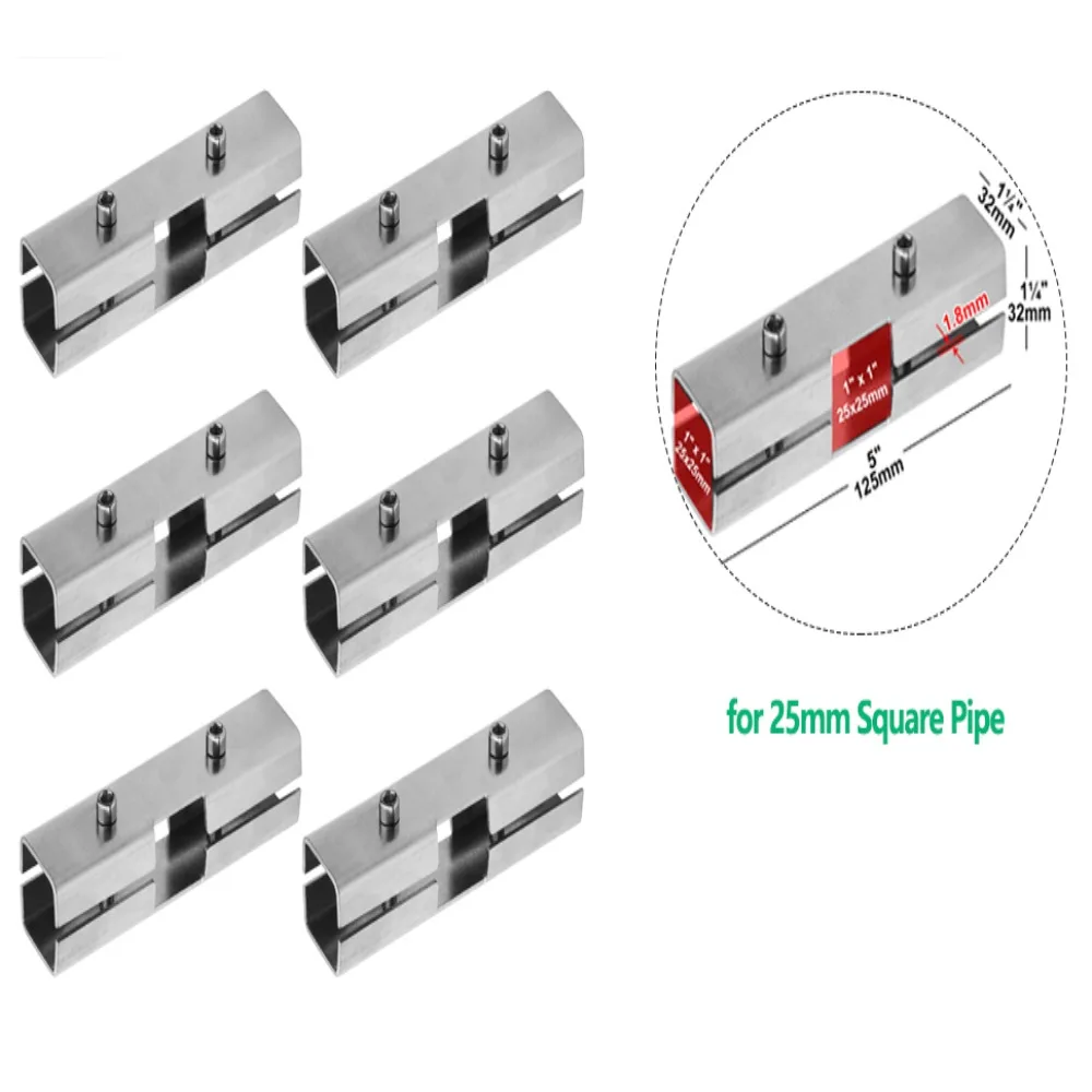 

Простая установка T Квадратная Труба Кронштейн 25 мм квадратная труба Встраиваемая длина поручня Концевая 2-сторонняя квадратная цепь адаптеры