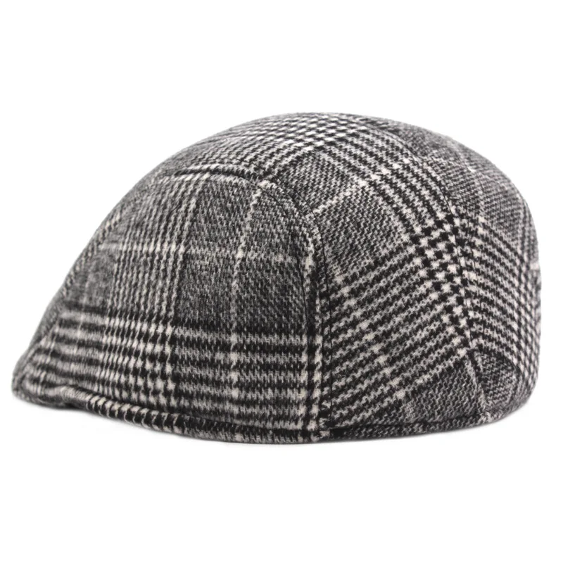 Men's Cotton Plaid Berets Caps Middle-Aged Autumn Winter Hats Boina Herringbone Newsboy Baker Boy Hat Women Tweed Flat Cap casual hat beret hat newsboy cap newsboy hat