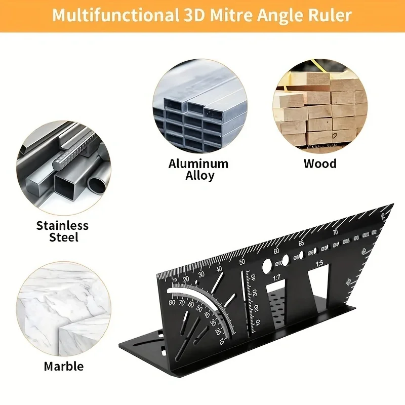 1pc Multifunctional Angle Ruler 45 90 Degree Aluminum Alloy Accurate Woodworking Square Angle Ruler Marking Gauge Carpenter Tool 5