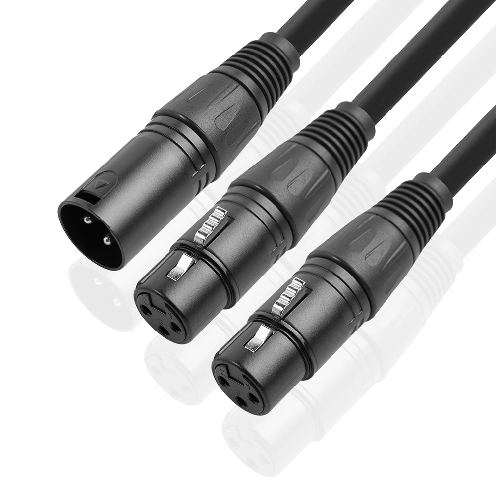 50cm  XLR Splitter Cable Microphone Cable 3Pin XLR Male To Dual XLR Female Y-Splitter Cable 1 Male To 2 Female XLR Y Splitter