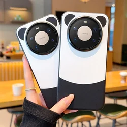 Cute Panda Leather Ring Case with Enhanced Camera Protection for Huawei Mate 70 RS Ultimate