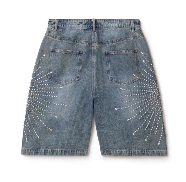 Denim shorts American Harajuku rhinestone printed high-waisted summer