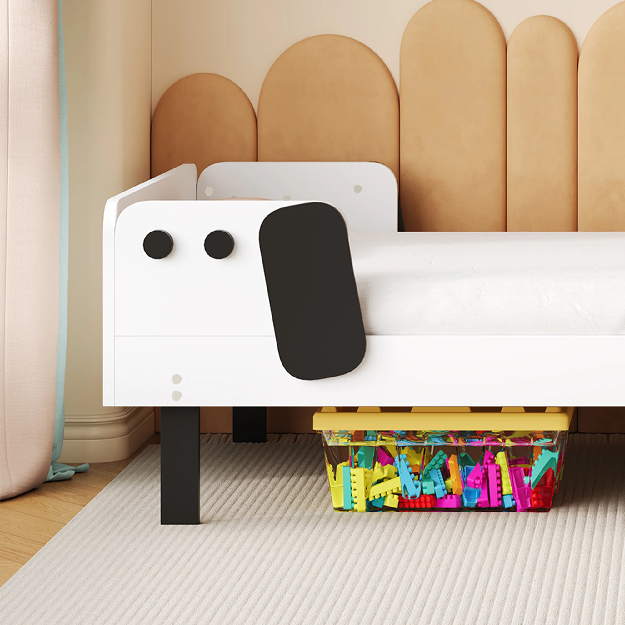 Rosahqnda Einzelbett 90 x 200 cm, süßes Kinderbett in Hundeform, Kinderbett aus Holz mit 15 Latten, stabiles Bett, ohne Matratze – Detail 6