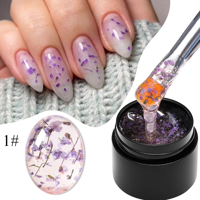 Mtssii 5ml Floral Diy Nail Art Dried Flower Gum Gel Nail Polish Hybrid