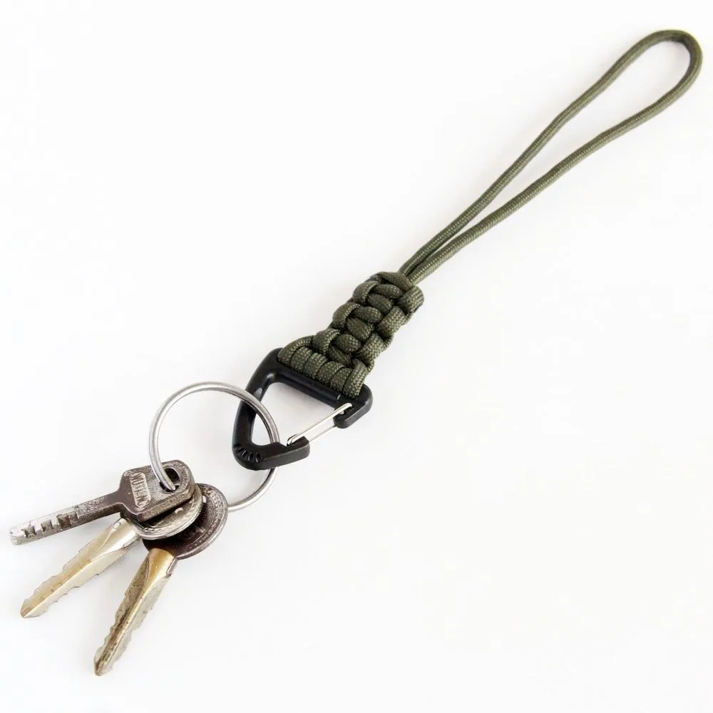 Umbrella rope keychain outdoor braided nylon lanyard metal triangle buckle high strength mountaineering buckle anti-lost hook