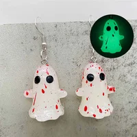 Personality Luminous Ghost Drop Earrings for Women Funny Acrylic Pumpkin Ghost Glow in the Dark Earring Halloween Party Jewelry 2