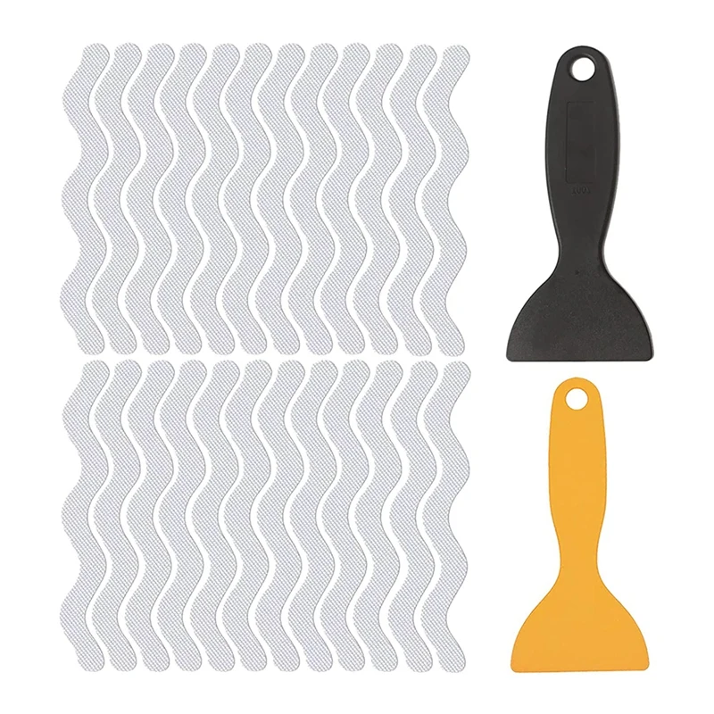 Bath Grip Stickers 24 Pcs Anti Slip Strips for Shower with 2 Pcs