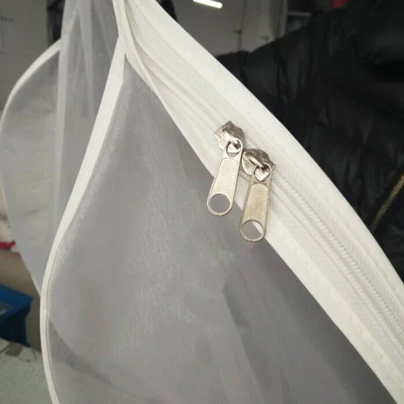Wedding dress dust cover Double-sided transparent tulle/voile bridal dress cover side-zipper home wardrobe gown storage bag