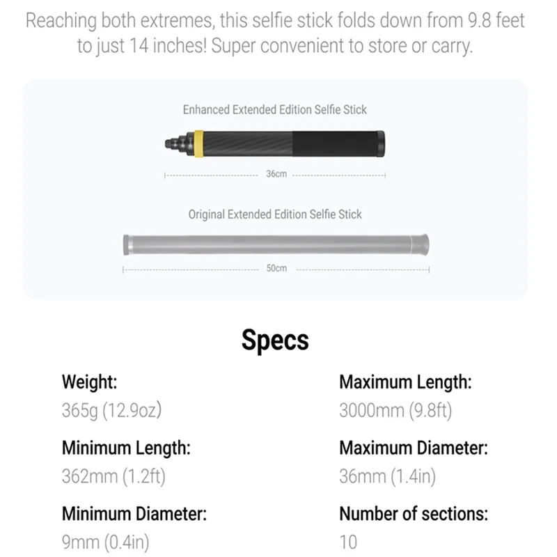 FULL-Insta360 X5 X4,X3 ONE RS,ONE X2,ONE R,ONE X,ONE 액션 카메라용 9.8Ft 확장 에디션 셀카봉