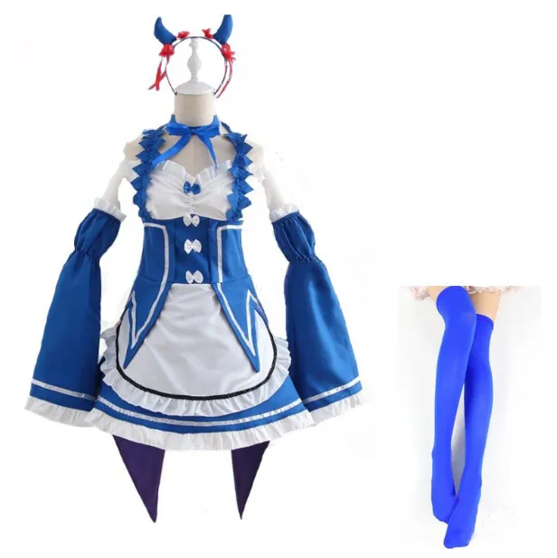 アニメ Ram レムロリータメイドコスプレ衣装 Vestido 再: ゼロ