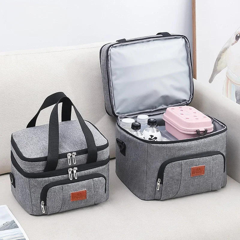 Multifunctional Double Layers Tote Cooler Lunch Bags for Women Men Large Capacity Travel Picnic Lunch Box with Shoulder Strap