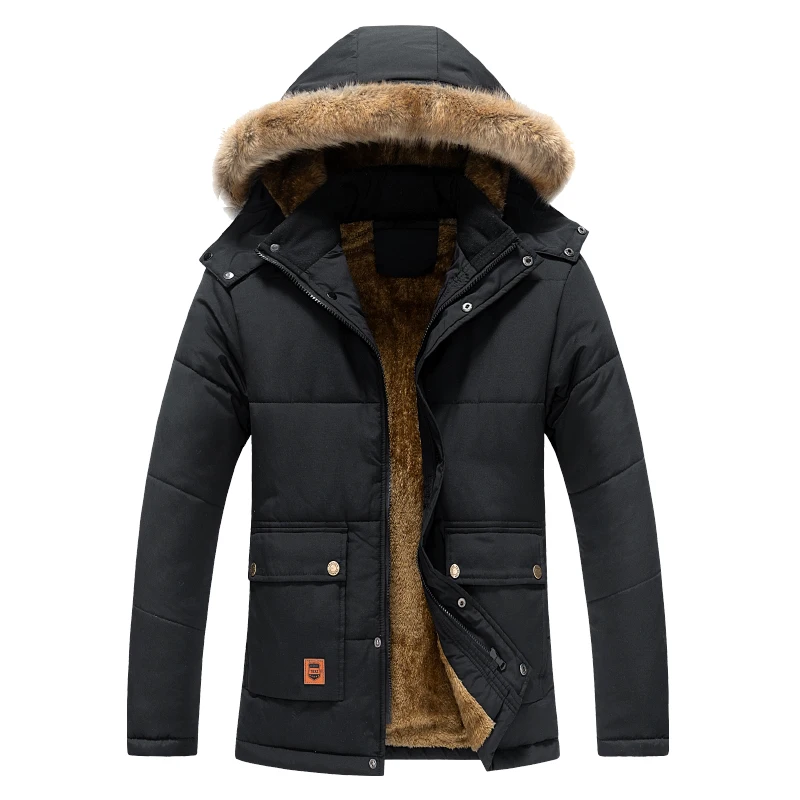 

2023New Winter Jacket Warm Wool Liner Man Jackets Coats Outwear Snow Windbreaker Male Parka Overcoats Fur Collar Hooded Men