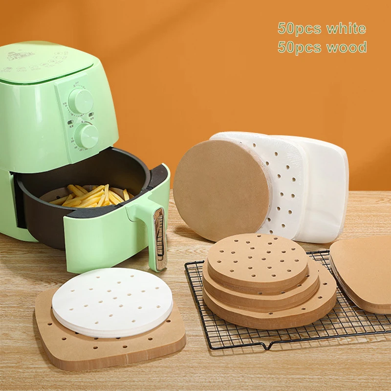 Air Fryer Paper Special For Baking Kitchen Food Oil-proof Double-sided Silicone Oil Paper Non-Stick Steamer Pad Mat 100Pcs air fryer paper silicone baking mat air fryer liner air fryer silicone mat