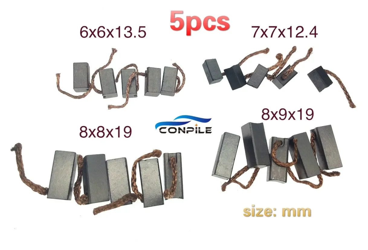 High copper carbon brush 5pcs 6x6x13.5 7x7x12.4 8x8x19 8x9x19mm for Car electric heater fan radiator blower