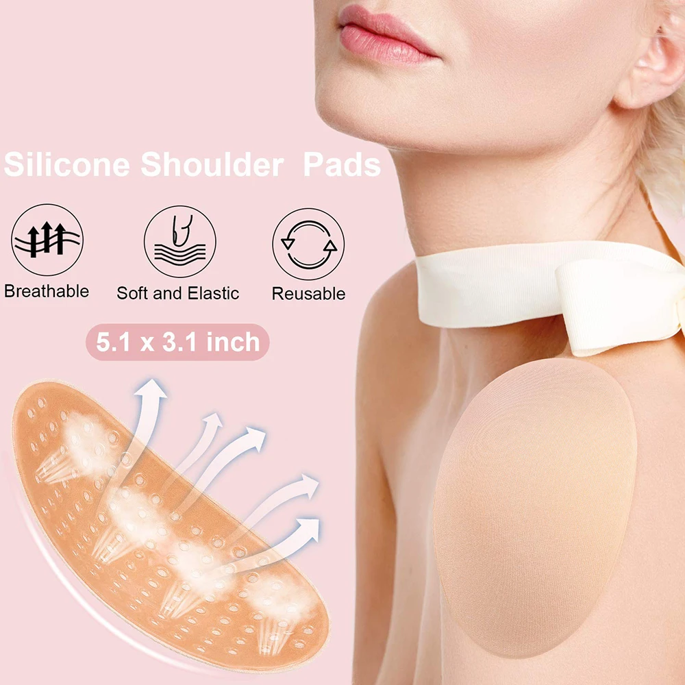 1Pairs Shoulder Push-up Pads Soft Silicone Adhesive Shoulder Pads Anti-Slip Enhancer for Unisex