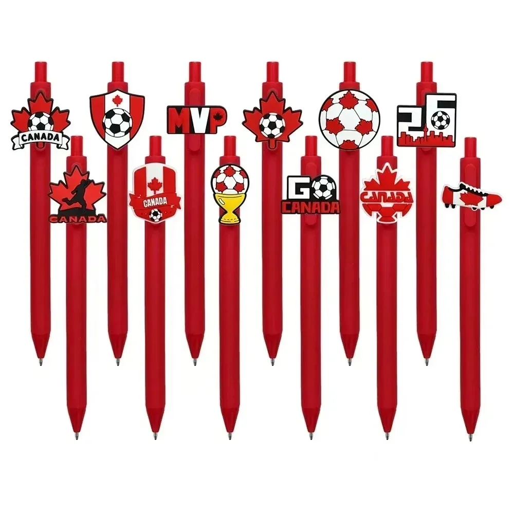6/12개 레드 시리즈 축구 펜, 팬 CR7 모양 볼펜, 사랑하는 축구 선물 펜, 랜덤 스타일